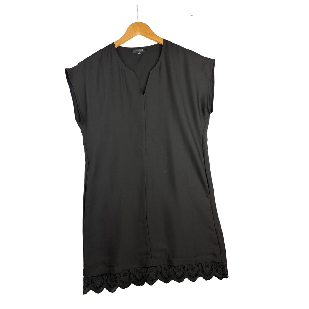 Madewell Short Sleeve Lace Trim Shift Dress‎ size Small Black